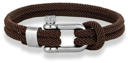 SLJYM - Pulsera minimalista náutica de cuerda de doble hebra de acero inoxidable en forma de U con hebilla de grillete para hombres y mujeres