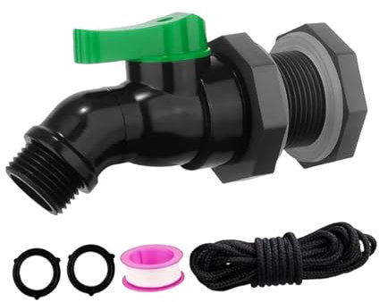 SZLIFE Kit Rubinetto per barile di Pioggia, connettore da 3/4 di Pollice, valvola per barile di Pioggia per Serbatoi d'Acqua, vasche, 2.54 Centimetri