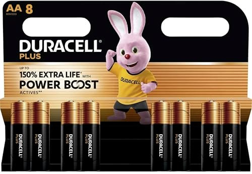 8X Duracell AA Plus Power Boost Bis zu 150% zusätzliche Lebensdauer (1 Blister mit 8 Batterien) 8 AA Batterien (LR6/MN1500)