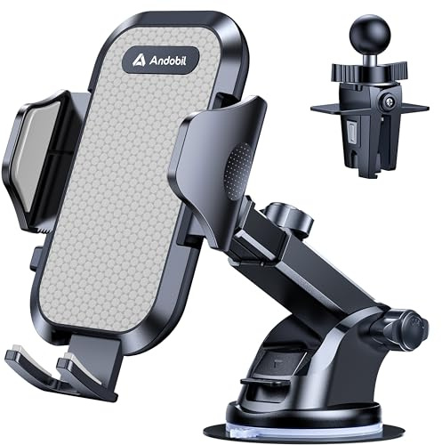 andobil Handyhalterung Auto [2026 Neueste Saugnapf] 3 in 1 Saugnapf & Lüftung Halter Universale KFZ Autohalterung Zubehör für iPhone 17 Pro Max Air 16/15/14/13/12 Samsung S24 Ultra/S23/S22 Usw, Grau