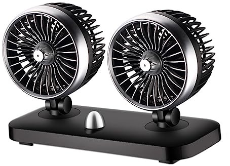 VERDANVERSE Ventilador Portátil Doble para Coche Negro Ventilador Eléctrico USB para Vehículo Potente y Multifuncional para Coche Furgoneta Suv Barco y Atv