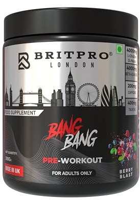 BRITPRO - Bang Bang Pre-Workout, 300g - Berry Blast Flavour - High-Intensity Pre Workout, Focus & Endurance, Muscle Pump - Clean Energy, No Crash - Made in the UK