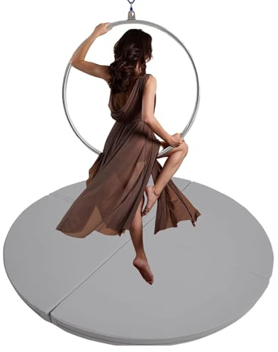 Generisk Pole Dance-matta, 10 cm tjock crashpad-matta för Aerial Lyra Hoop, dansstång gymnastikmatta, vikbar antikollision yogamatta, 150 cm x 5 cm (59 tum x 2 tum) – grå, säker och hållbar