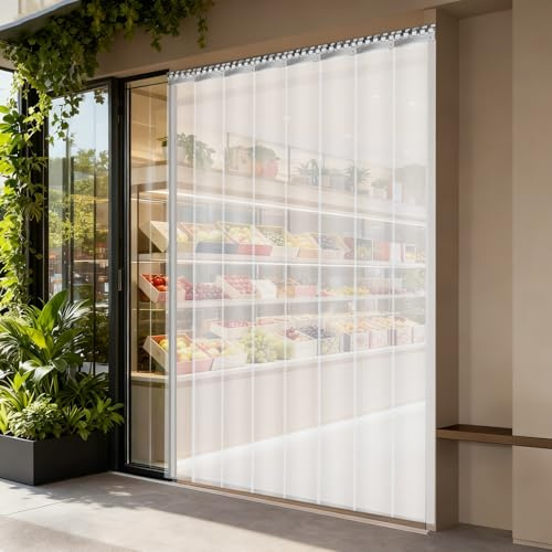 PBTERDTF Lot de 7 rideaux à lamelles en PVC - 200 x 105 cm - Transparent - Galvanisé - Pour entrepôts, usines, supermarchés, résistant au cétacle, protégé contre les éclaboussures