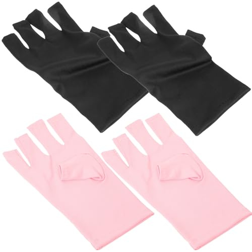 JOINPAYA 2 Pairs Fingerless Cotton Manicure Gloves UV Protection Gloves for Nail Art Shield Short Pink and Black for Women’s Hand Sun Protection and Gel Nail Drying