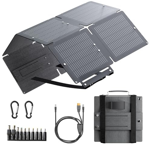 60W Solarpanel Faltbares, IP67 Wasserdichtes Tragbares Solar-Ladegerät, Handy Solar Panel Im Freien, Camping Ladegerät für Smartphone, Mobile Powerbank und mehr mit 3 Ports (USB-C+USB-A+DC)