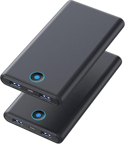 [2-Pack] Portable Charger Power Bank 20000mAh,Ultra Slim Fast Charging Battery Pack with Dual USB Outputs,Travel Essential Portable Phone Charger for iPhone 17/16/15/14/13/12/X,Galaxy S24, Android etc