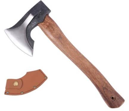 Vexnaro Hache Universelle, Hache de Fendage Compacte en Acier au Carbone Haute Résistance avec Manche en Bois et Protège-Lame, pour Fendre Le Bois, Bushcraft, Camping, Jardin et Forêt