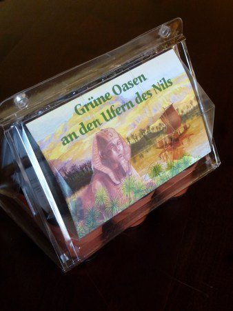 Mini-Gewächshaus -Oasen des Nil - mit Samen der Zwerg-Dattelpalme, der Papyrusstaude und Nil-Lilie