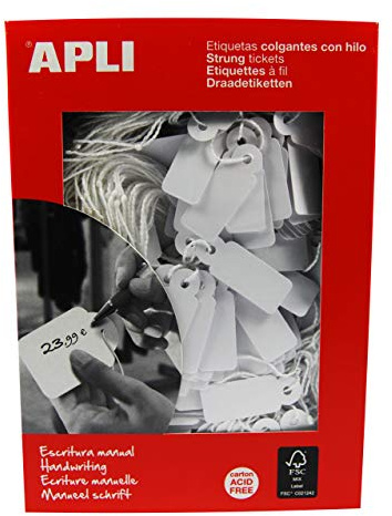 APLI 386 - Etichette pendenti bianche 13 x 34 mm 1.000 u.