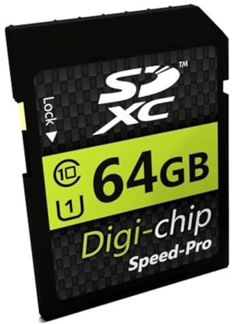 Digi-chip 64 GB class 10 SD SDHC memory card for Canon EOS 1300D, EOS 800, EOS M10, PowerShot G9 X and PowerShot G5 X