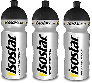 Isostar Sport Water Bottle 500-650 ml - BPA-Free - Botella de Agua para Correr, Montar en Bicicleta, Gimnasio, Senderismo - Cierre práctico y estanco Push & Pull, (3x500ml)