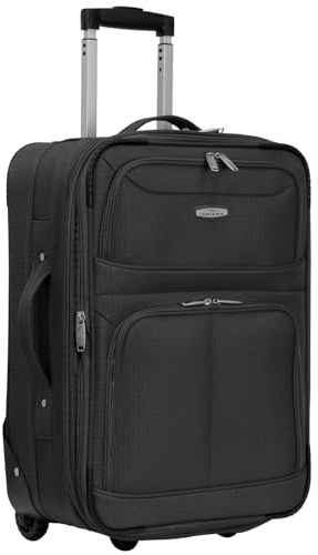 ARIANA® Lightweight Hand Luggage Cabin Size Trolley Suitcase Carry On Travel Bag 55x38x23cm (Small - 21 (Cabin Size), Black)