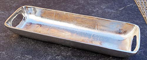 MichaelNoll Schale Servierplatte Dekoschale Aluminium Silber Luxus, Deko Modern aus Metall, Wohnzimmer und Küche, Tischdeko Hochzeit M 40 cm
