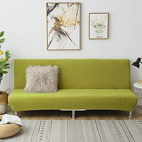 C/N Sofabezug ohne armlehnen Stretch Armlose Sofabezüge Sofahusse Ohne Armlehne 3 sitzer Schlafsofa bezug sofaüberwurf Klappschlafsofa bezug elastisch Zartes Grün