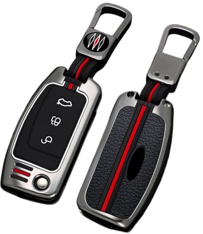 Happyit Zinklegierung + Silikon Autoschlüssel Hüllen für Ford Fiesta Focus Mondeo Kuga Flucht Falcon Galaxy Fusion Mustang Explorer Edge Escort Mk3 Mk4 Ranger 3 Tasten