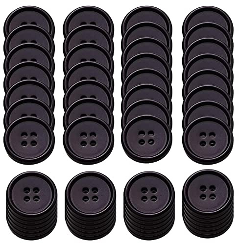 50 PCS Black Resin Buttons, 4 Hole Buttons 20mm Large Round Sewing Button Coat Making Button for Crafting, Sewing, Replacement, Knitting
