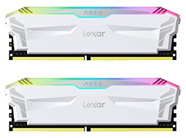Lexar ARES RGB RAM DDR4 16GB Kit (8GB x 2) 3866 MHz, DRAM 288-Pin U-DIMM PC Memoria, XMP 2.0 di alte Prestazioni per PC/Computer, CL18-20-20-39, PC4-30900, Bianco (LD4EU008G-R3866GDWA)