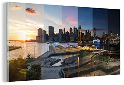MuchoWow Glasbild Glasfoto Wandbild Bilder Deko 160x80 cm New York - Skyline - USA