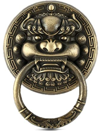 Samnuerly Vintage-Türklopfer für luxuriöse Wanddekoration, runder Löwenkopf-Haustürgriff mit Antik-Bronze-Finish und Zähnen, geeignet für die Begrüßung von Gästen, handgefertigte Heimdekoration (14 c