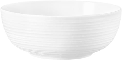 Seltmann Weiden Terra Foodbowl 20 cm, 1720 ml, Servierschale mit spiralförmigem Relief, Spülmaschinen- und mikrowellenfest, Porzellan, Weiß