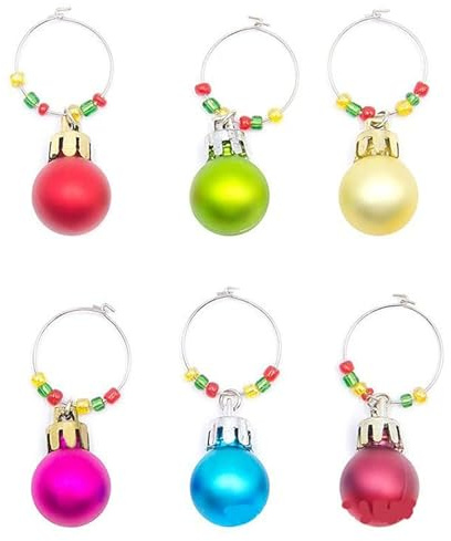 CHUANGOU Weihnachten Wein Glas Ring Weinglas Charms Ringe für Weihnachten Party Bar Tabelle Dekorationen 6 Stück