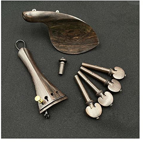 Violine Ersatzteile 1 Set 4/4 Violine Ebenholz Holz Zubehör Teile Beschläge, Saitenhalter + Stimmwirbel + Endpins + Kinnstütze/Kinnhalter (Farbe: Stil 2)