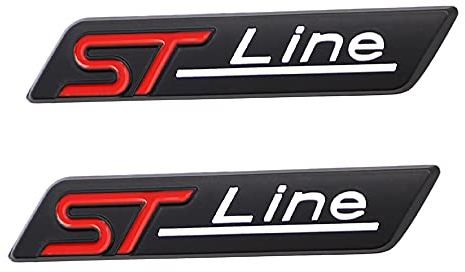 2 Pezzi ST Line Metal Sticker Car Body Logo Sticker Decal Car Styling Adatto per la Maggior Parte dei Modelli di Auto(nero rosso)