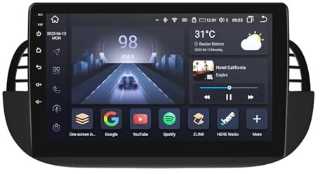 Hizpo Car Radio de automóvil táctil de 9 Pulgadas Compatible con Fiat 500 2007-2014 con Carplay/Android Auto 8-Core UPC 4+32GB Dab Autoradio Adaptador WiFi 4G Mirror Link (Negro)