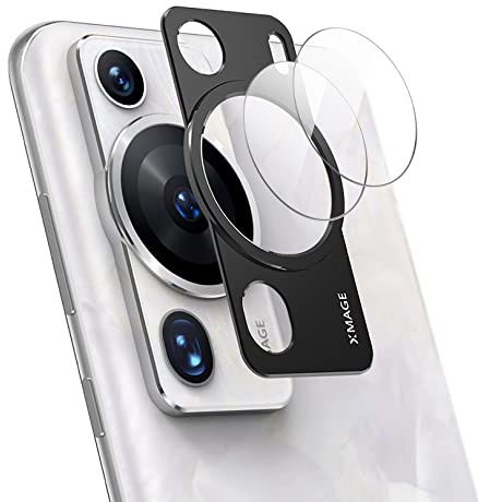 GIOPUEY Kamera Schutzfolie Kompatibel mit Huawei P60 Pro, Metalle Kamera Schutzrahmen + 2 Stück Kamera Glas Schutzfolie Schutzfolie, 360° Schutz Kamera [Ultra-Klar] [Anti-Kratzen] - Schwarz