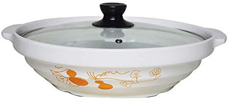 Pentola in Ceramica con Coperchio in Vetro, Pentola di Argilla Fatta a Mano Pentola di Argilla Rotonda, Adatta per Fornello a Induzione Diametro Pentola da Zuppa Nera da 13 Pollici