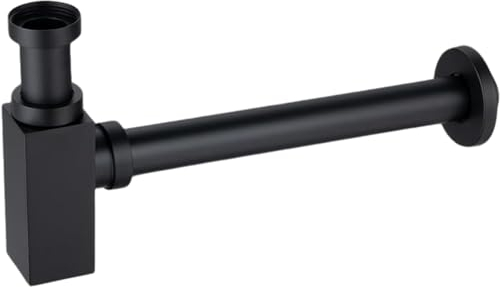 BALNEO Sifón Para Lavabos, Universal Para Lavabos Y Lavabos, Grifo De Desagüe, Ajuste Preciso De Latón Negro, G1 1/4 X 32mm, Universal, Tubo, Cuadrado