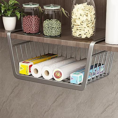Xinwanhong Hängekorb Regal, 2 Stück Unterregal Aufbewahrungskorb, Schrankkorb Zum Einhängen, Regaleinhängekorb, Metall Hängekorb, Schrank Organizer Küche, Küchenschrank Kleiderschrank