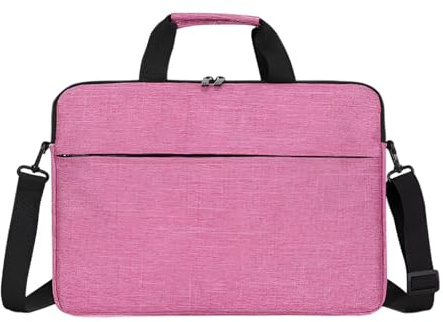 FATASH 15.6 Inch Laptop Sleeve Case | Waterproof Slim Shoulder Messenger Briefcase Bag with Handle, Padded Strap & Accessories Compartment for Work Compatible MacBook HP Dell Lenovo Asus Acer - Pink