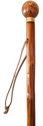 Stock-Fachmann® Wanderstock Knaufstock Aus Kastanie Farbe Braun Mit Handschlaufe und Schmuckband Länge 92cm Belastbar bis 100kg