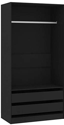 Festnight Armadio, Guardaroba Camera da Letto, Armadio Camera da Letto, Armadio Salvaspazio, Armadio Camera, Guardaroba Salvaspazio, Nero 100x50x200 cm in Truciolato