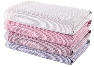 Blue Burgeon 4 Geschirrtücher Baumwolle 40x60 Rosa Kombination | Weiche Rosa Küchentücher im 4er-Pack