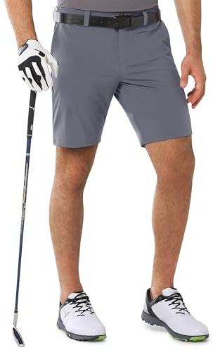 Outdoor Ventures Herr golfshorts UPF 50 stretch 25 cm Bermudashorts lätta snabbtorkande korta byxor med 3 tehållare och fickor för golf, Mörkgrå, 42 SE