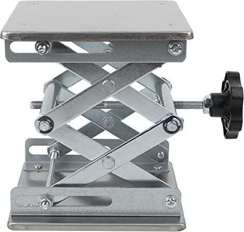 XHTLLO Laborhebeständer, 15 X 19 Cm Edelstahl-Labor-Scherenheber, Höhenverstellbarer Labor-Hebetisch, Wissenschaftliche Scheren-Hebebühne