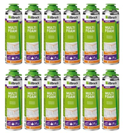 FM220 Bauschaum Montageschaum Pistolenschaum Multischaum Fensterschaum hohe Schalldämmung Wärmedämmung 500ml Kombisets (ohne Reiniger/ohne Schaumpistole, 12x 500ml)