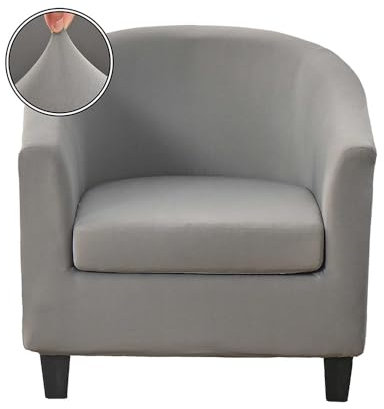 Surwin Sesselbezug Sesselschoner mit Elastisch Stretch Husse, Einfarbig Gebürstet Sesselüberwurf Universal Chair Schonbezug Sofabezug für Clubsessel Lounge- & Cocktailsessel (Grau)