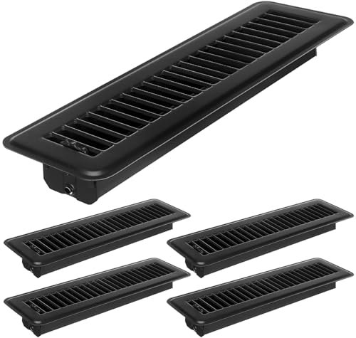 Tandefio 4 cubiertas de ventilación de rejilla de suelo de 2 x 12 pulgadas, rejilla de ventilación de calor de metal con acabado a prueba de óxido, rejilla de ventilación de suelo resistente para