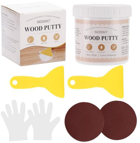 SEISSO Stucco per Legno, 500g Mastice per Riparazione Legno di Pino, Set per Riparazione Mobili per Riparare Graffi, Macchie, Crepe, Fori, Tavolo, Letto, Armadietto, Asciugatura Rapida (Colore Pino)