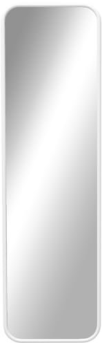 HOMCOM Specchio Verticale da Parete o da Terra con Bordi Arrotondati, Specchio Moderno Rettangolare in MDF e Vetro, 120x35 cm, Bianco