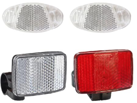2 piezas de luces traseras reflectantes con 2 piezas de láminas reflectantes, reflectores de plástico, luces traseras de advertencia nocturna, adecuadas para bicicletas y bicicletas de montaña