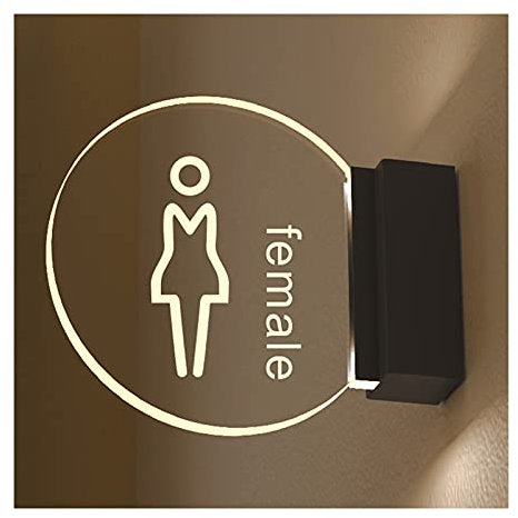 Toilettenschild, LED-Schild zur Wandmontage, Badezimmerschild mit beleuchtetem Rand für Damen, Herren und Damen, Badezimmer-Dekor (einfarbig)