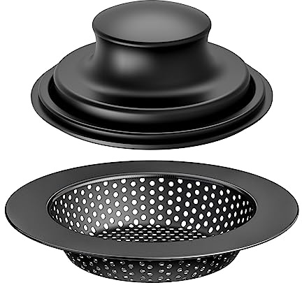 Huntorny 2PCS Kitchen Sink Drain Strainer and Stopper, Drain Catcher and Drain Protector for Kitchen Sink, Plug for Standard 3-1/2 Inch Garbage Disposal Sink Drain Cover