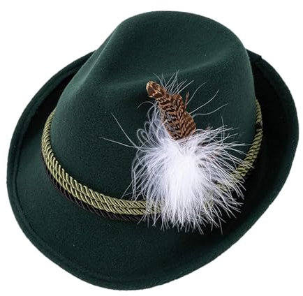 Deutsche Alpenhüte Kostümzubehör | Bayerischer Hut Mit Feder | Oktoberfesthut Aus Filz Mit Federn | Retro Bayern Trachtenhut Filzhut Mit Feder Für Erwachsene | Bayerischer Trachtenhut Filzhut