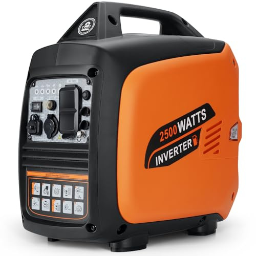 Oxseryn Portable Inverter Generator 2500W Gas Powered, Long Runtime Gas Generators for Home Use, Camping, Super Quiet Emergency Home Backup, with CO Sensor, EPA Compliant