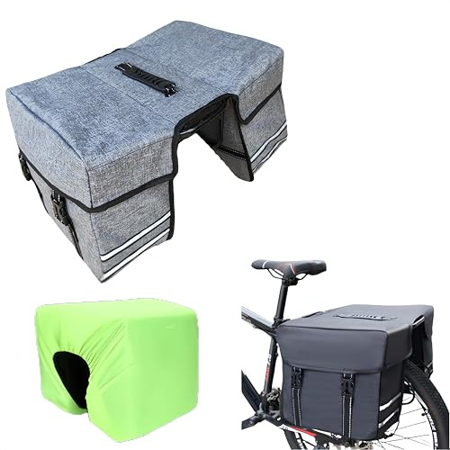 LEXICANMHS Borsa Bici Posteriore 28L,Borsa Bici,Borsa per Bicicletta Posteriore Con Borsa Impermeabile,Borsa per Bicicletta mit Strisce e maniglie riflettenti,32x29x16 cm,Grigio